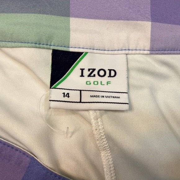 Izod Golf Plaid A-Line Skirt in Blue Green and Purple with Shorts Insert - Picture 2 of 6